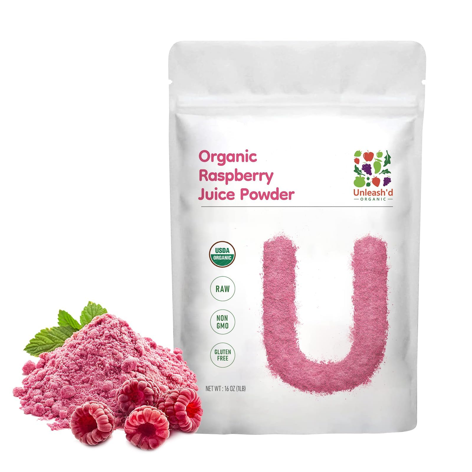 Unleash’d Organic Raspberry Juice Powder 16 Ounce