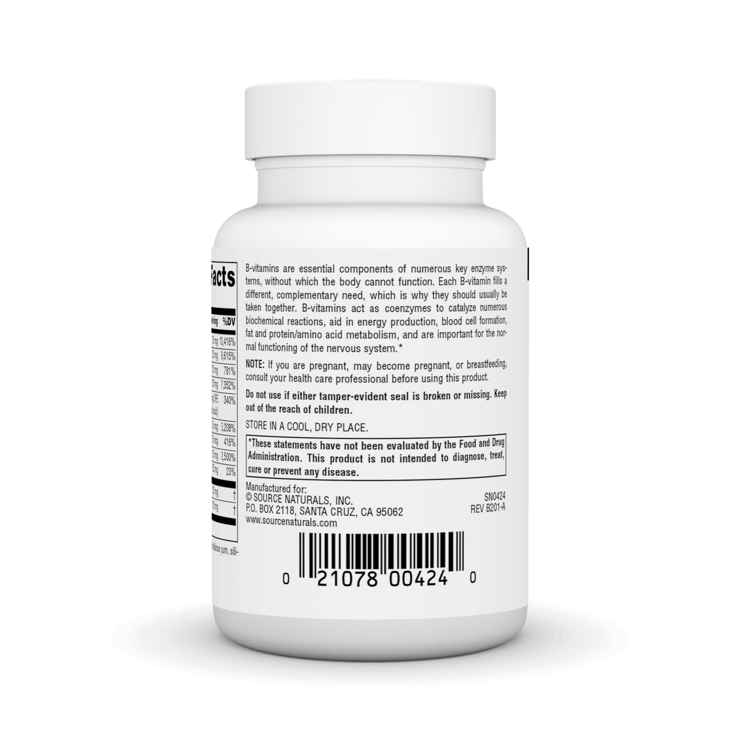 Source Naturals B-125 B-Vitamins 125 mg for Energy Production Support, Tablet, 30 Tablets