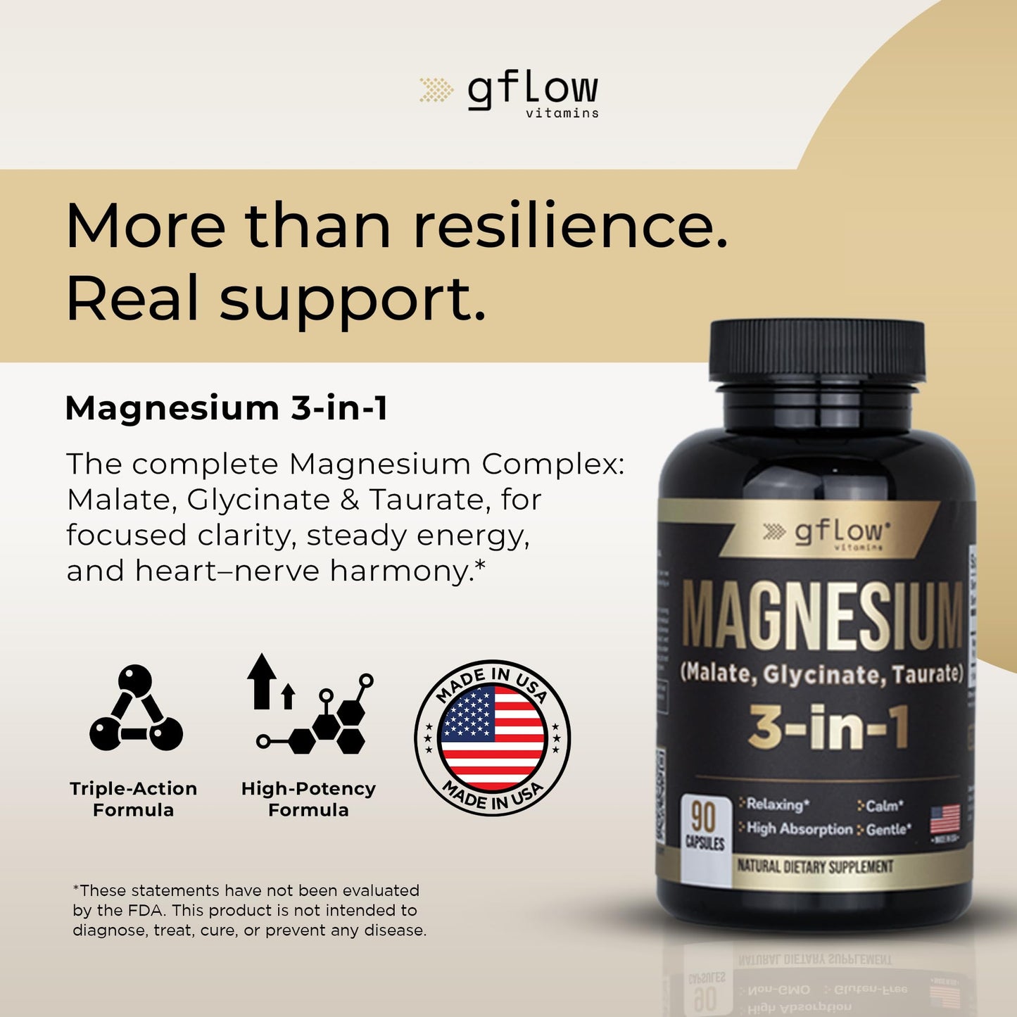 Gflow Vitamins Magnesium 3-in-1 Capsule 90 Count