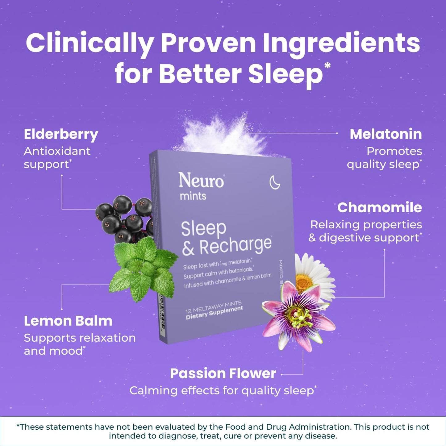 Neuro Cognitive Balance Bundle - Memory & Focus Nootropic Gum (Peppermint, 90 Count), Sleep & Recharge Melatonin Mints (Berry, 72 Count), Calm & Clarity Stress Support Mints (Honey Lemon, 90 Count)