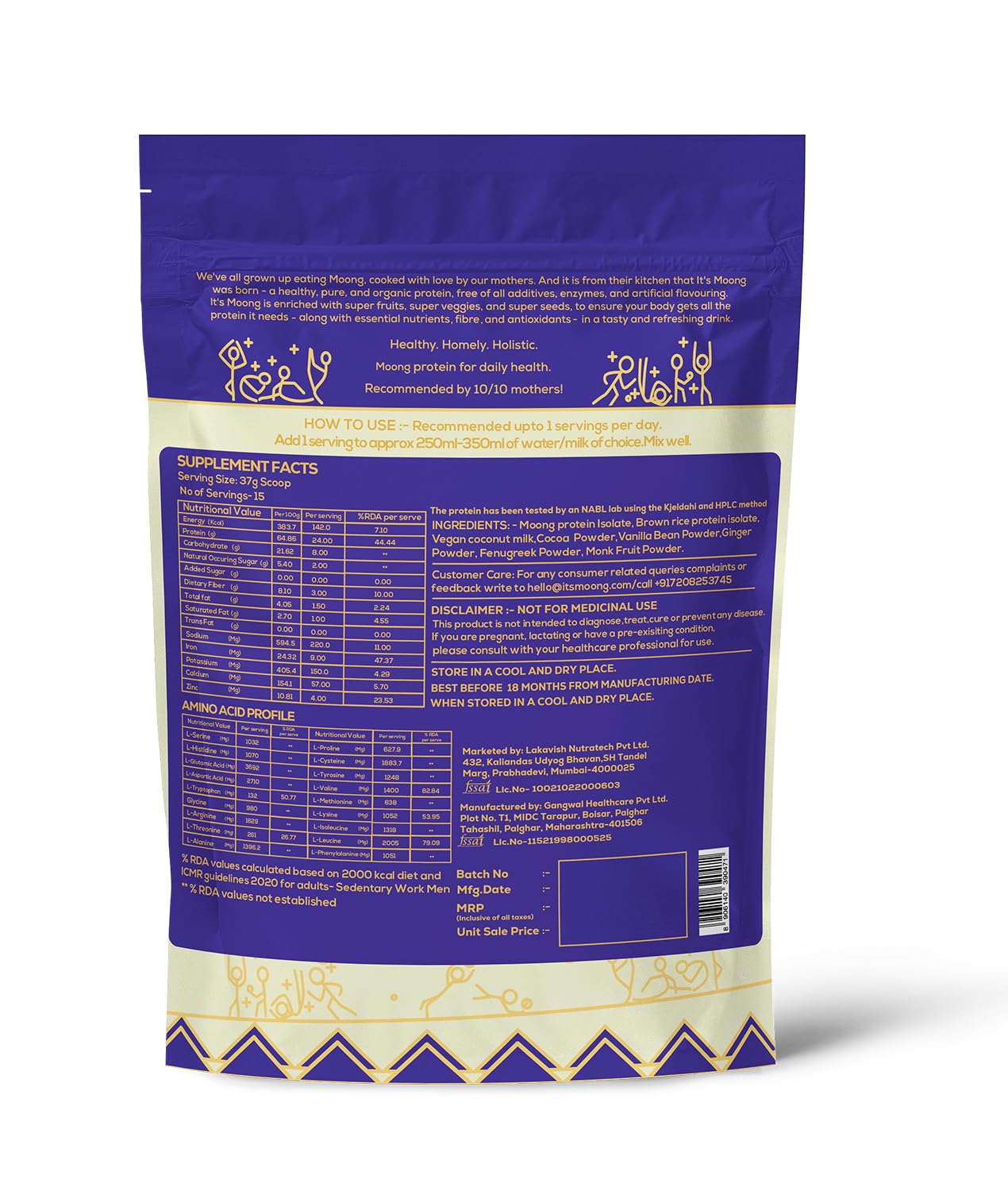 IT'S moong healthy protein Mung Bean & Brown Rice Isolate Plant Protein Powder, Belgian Chocolate, 1.1 lb