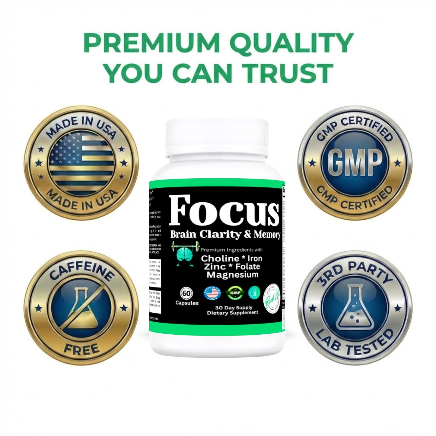 THIS LITTLE HOUSE OF MINE FOCUS Nootropic Brain Supplement for Memory, Sharp Alertness & Mental Clarity Tablet, 60 Count