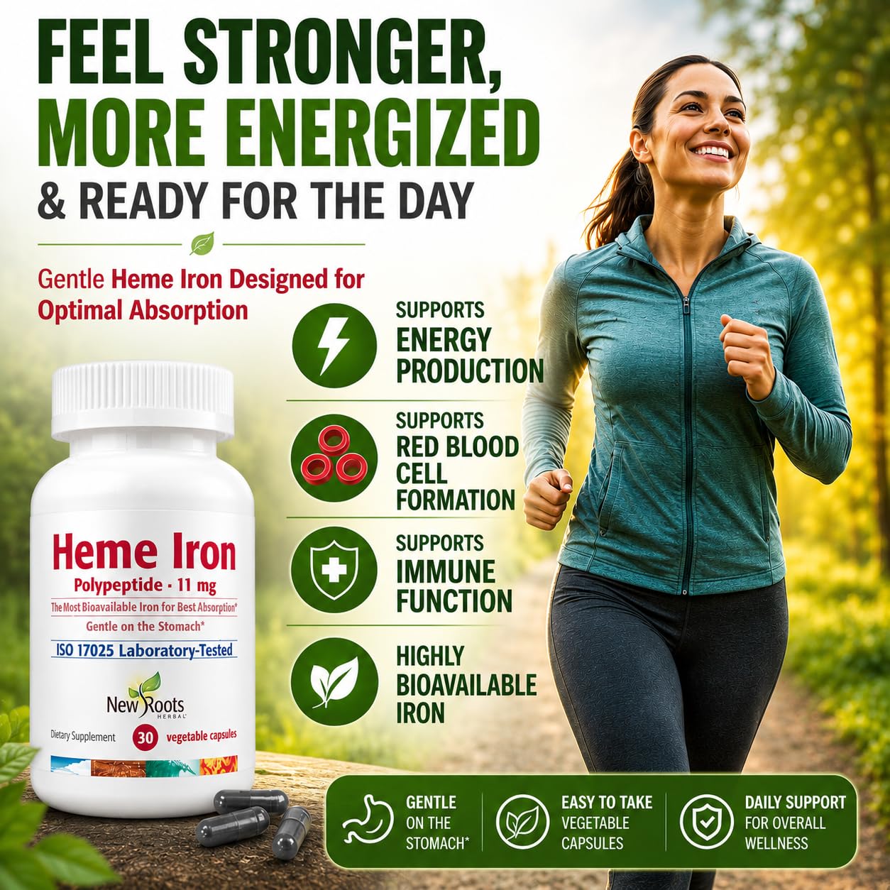 NEW ROOTS HERBAL Heme Iron Supplement Capsule 30 Count