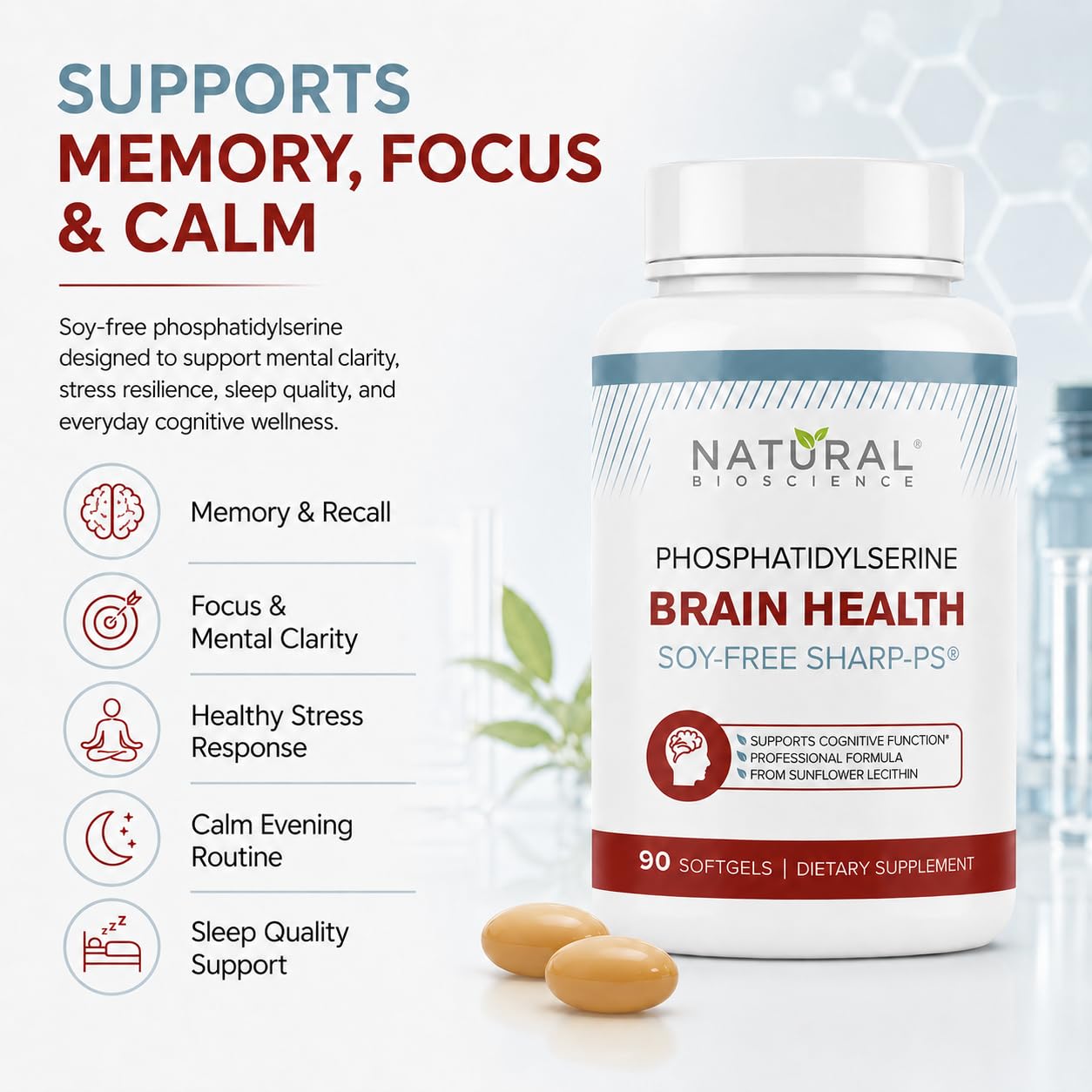 Natural BioScience Soy Free Phosphatidylserine 100mg Softgels 90