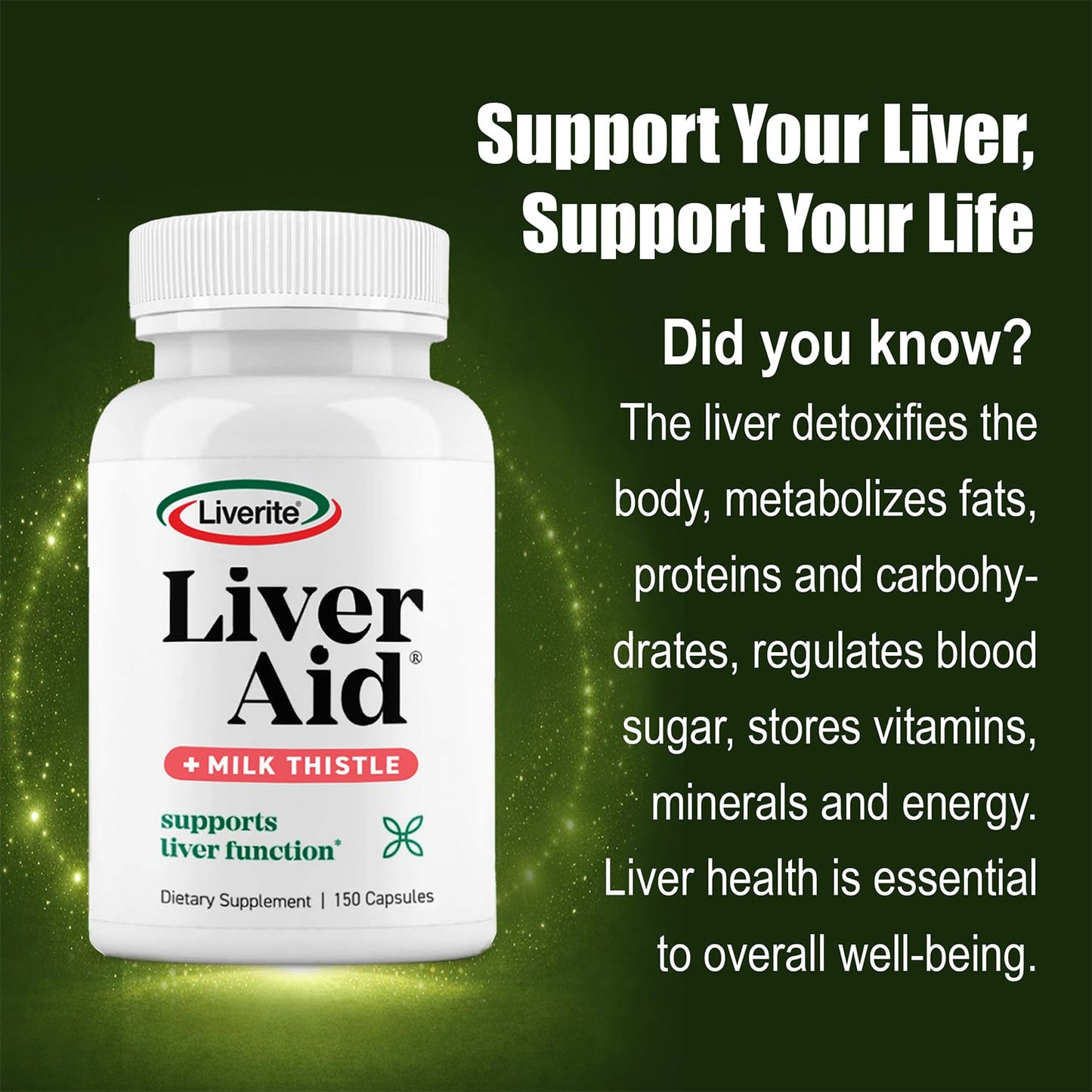 LIVERITE Liver Aid with Milk Thistle Capsules, 60 Count