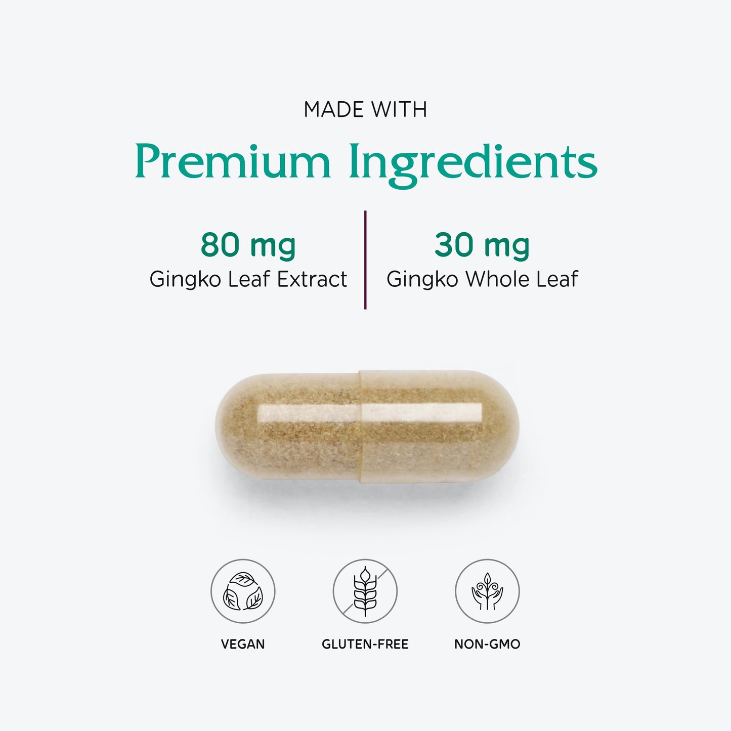 Vitanica Ginkgo Biloba Brain Health Herbal Supplement, 90 Capsules