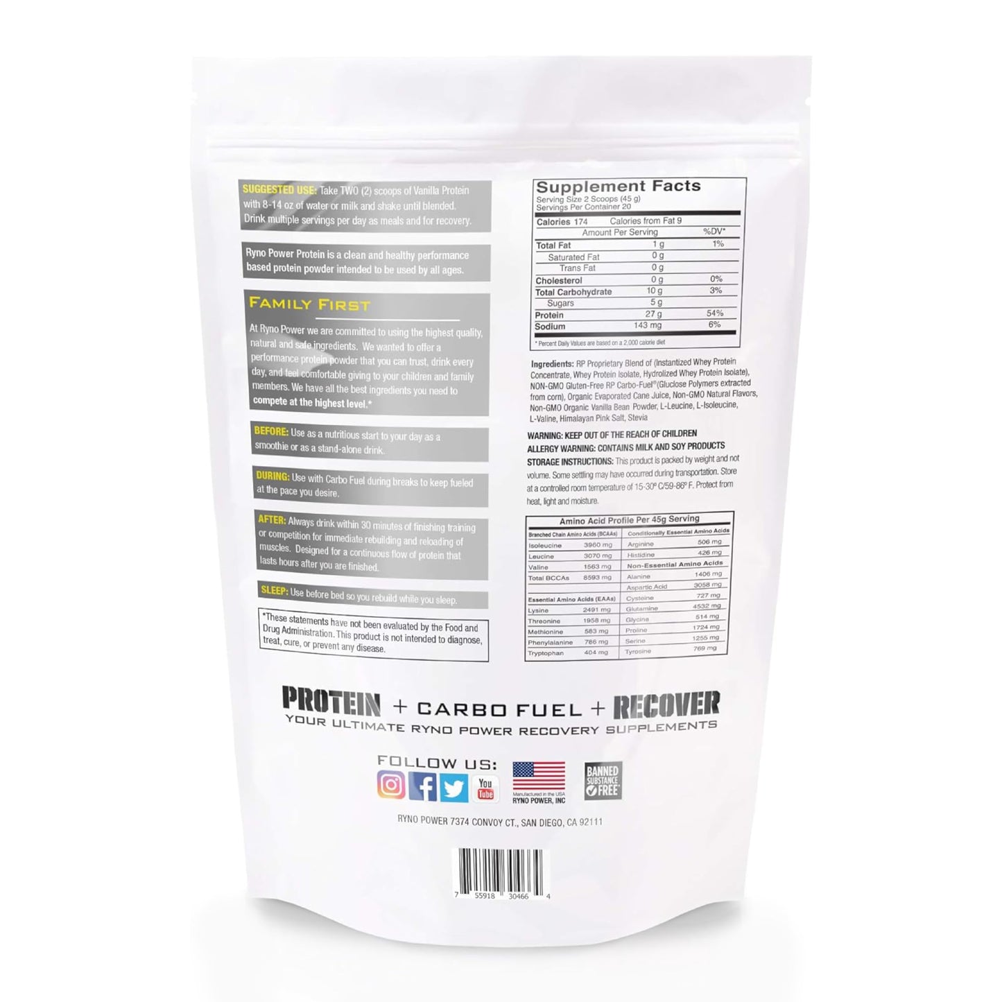 Ryno Power All Natural Whey Protein Powder 32