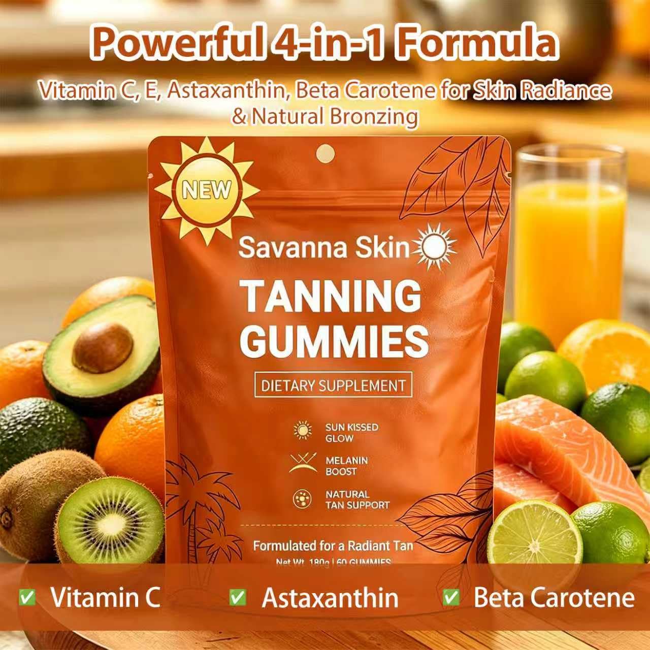 GENTERUN Skin Tanning Gummies for Women, Gummy, 1 Count