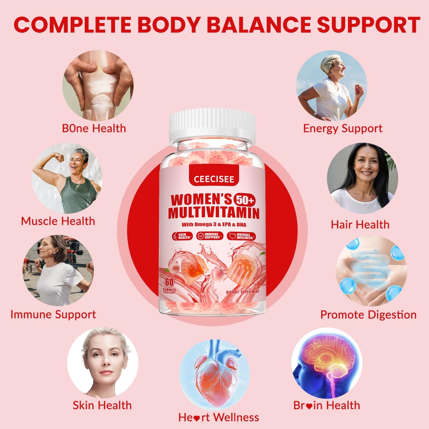 Ceecisee Vitamin Gummies for 50+ Women 120 Gummies