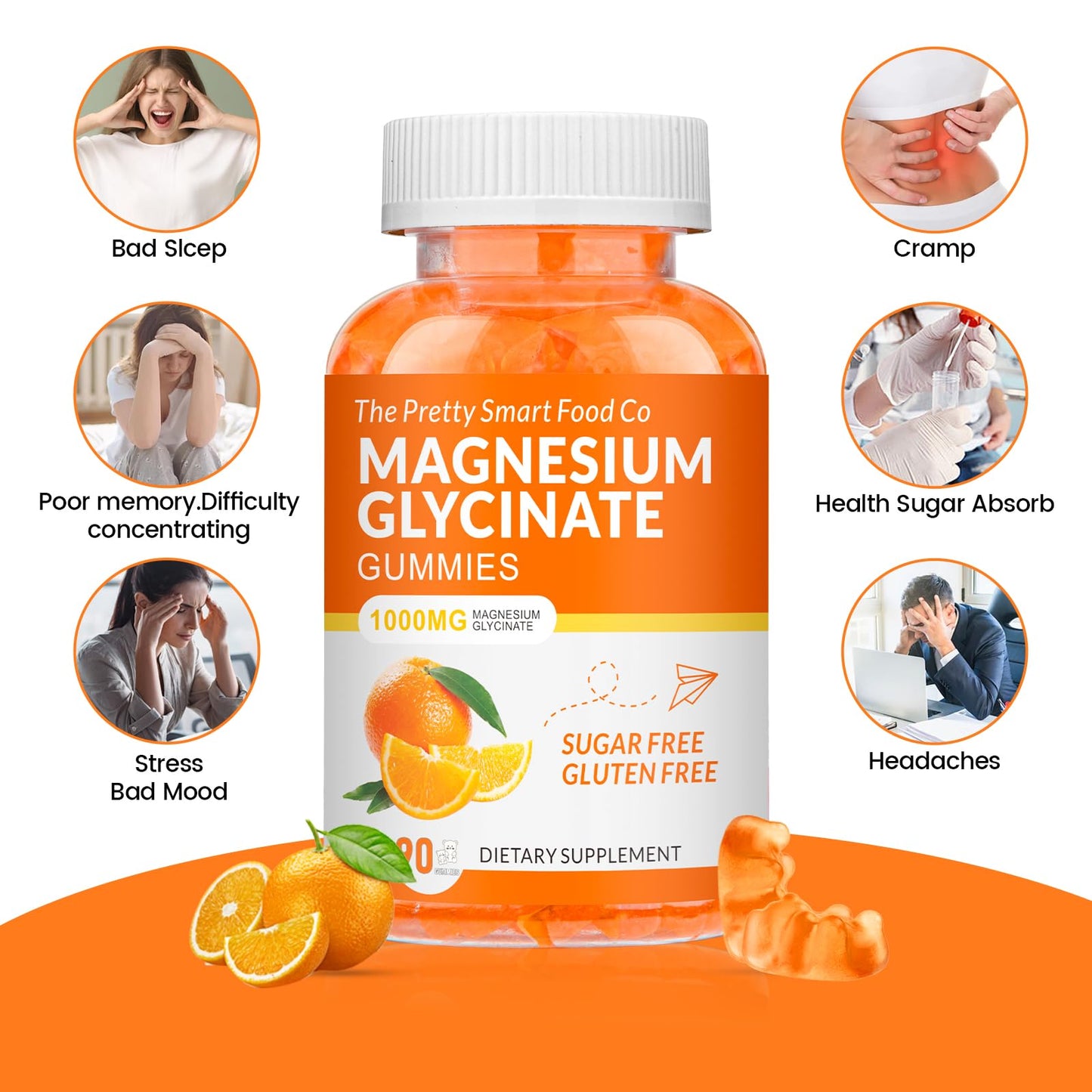 The Pretty Smart Food Co Magnesium Glycinate Gummies 1000mg 90 Count