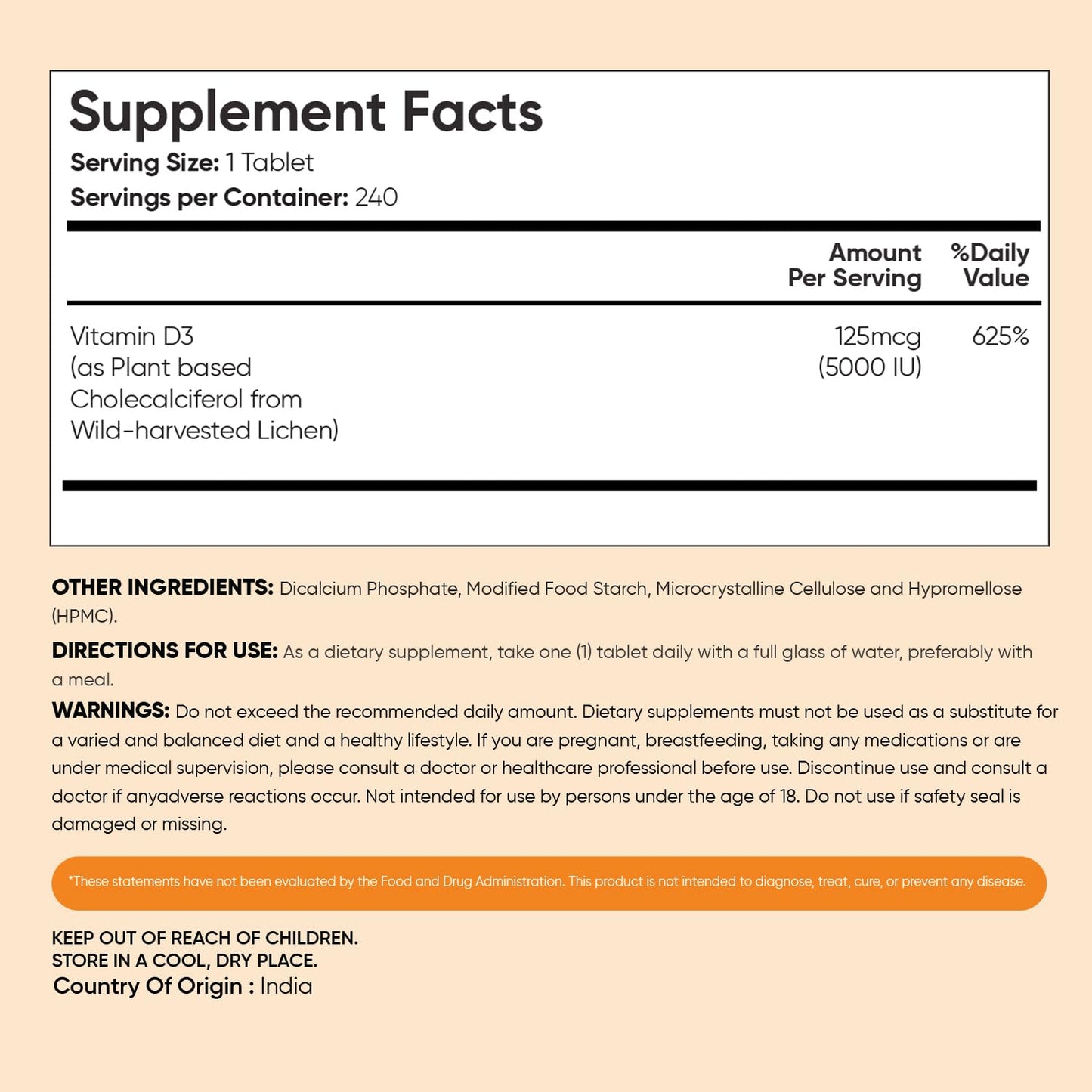 WeightWorld Vitamin D3 5000 IU (125mcg) Tablets, 240 Count