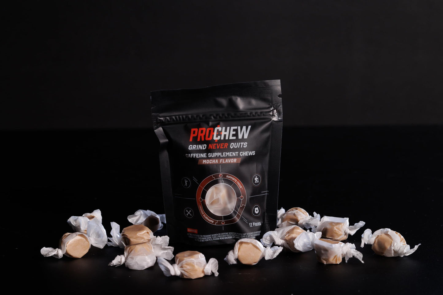 PROCHEW Caffeine Supplement Chews Chewable, Mocha Flavor, 170mg Caffeine, 12 Count