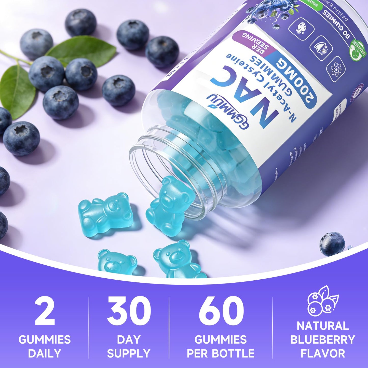 GGMMUU NAC Gummies N-Acetyl Cysteine 200mg, 120 Gummies