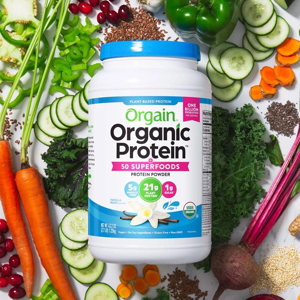 Orgain Organic Plant Based Protein Powder Vanilla Bean, 2.74 Pound, 1 Count