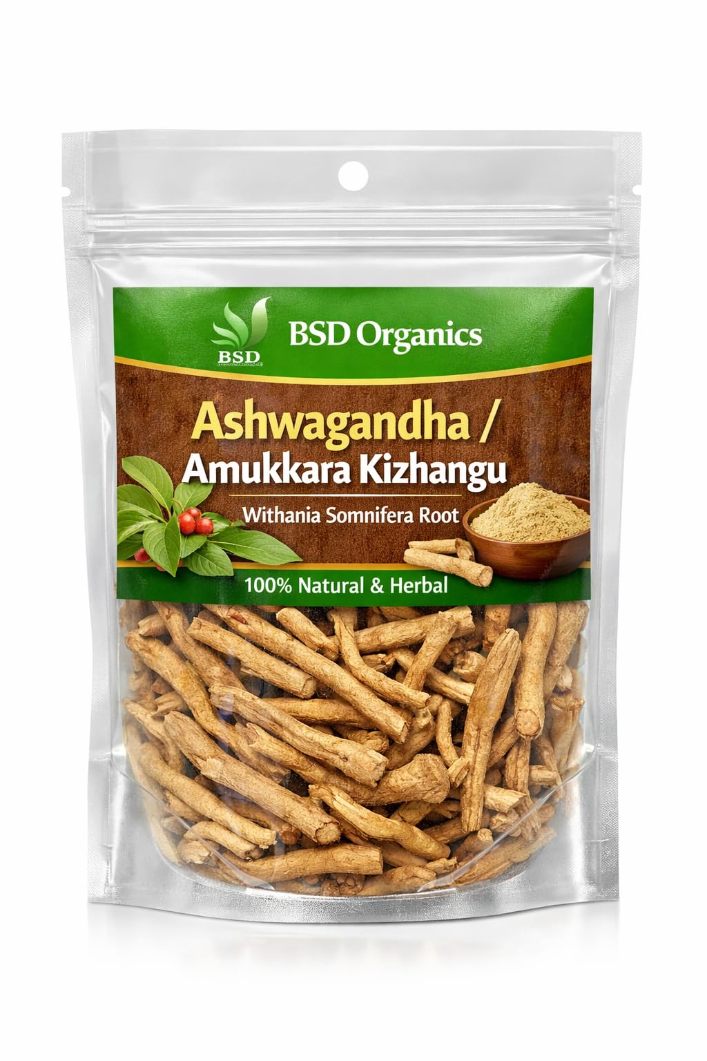 BSD Organics Ashwagandha Amukkara Kizhangu Root Powder 17.64 Ounce