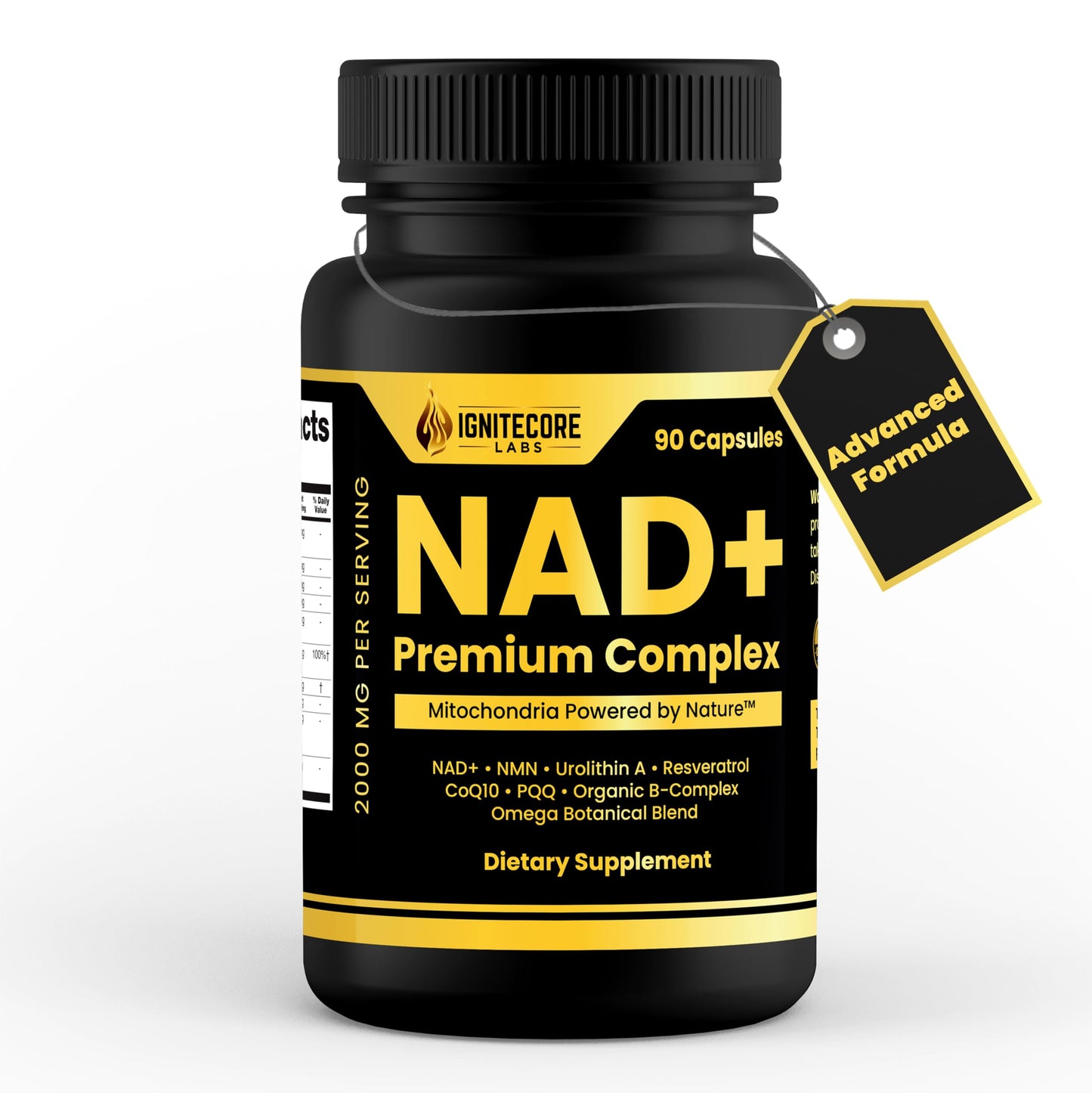 IgniteCore Labs NMN Supplement 2000mg NAD+ Complex with Nicotinamide Riboside, Urolithin A, Resveratrol, CoQ10, PQQ Capsules 90 Count