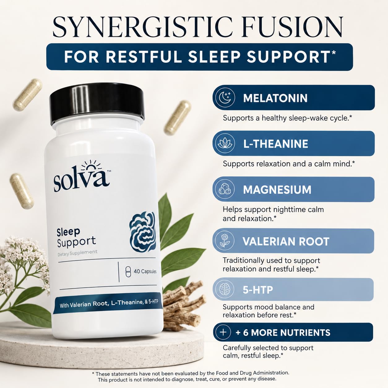 Solva Sleep Support Capsule, 40 Count