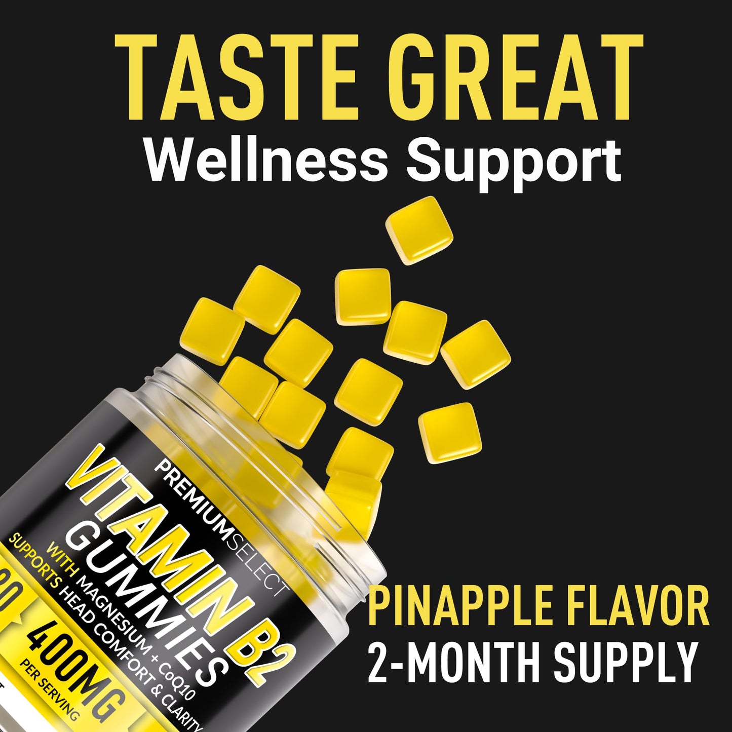 Premium Select Nutrition Vitamin B2 Riboflavin 400mg Gummies 120 Count