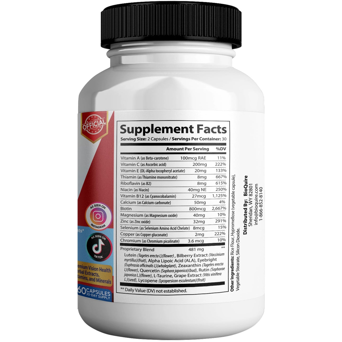 BIOQUIRE Vismax Ultra Vision Support Supplement Capsule, 60 Capsules