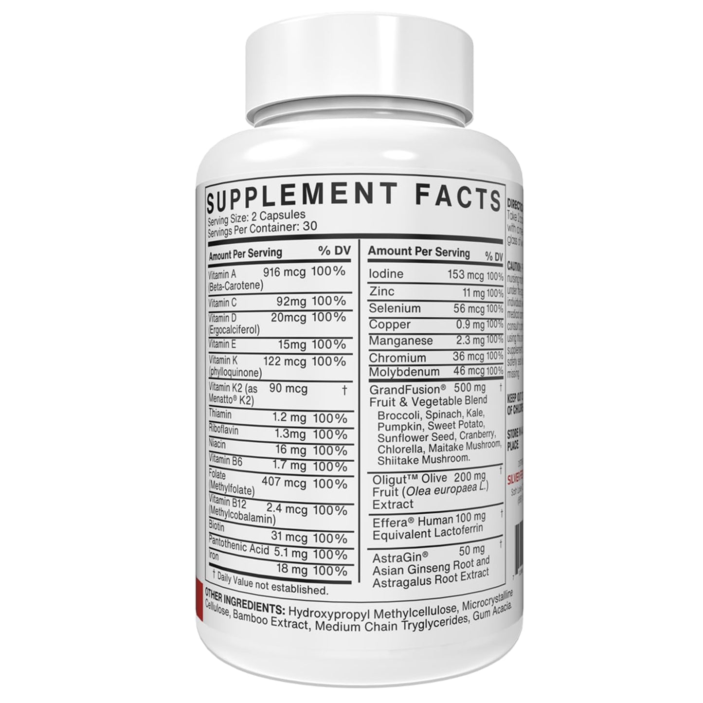 Silver Fern Women’s Whole Food Multivitamin – Daily Vitamin & Mineral Supplement with GrandFusion®, Oligut™, Effera®, AstraGin® & Menatto® K2 Capsule 1 Count