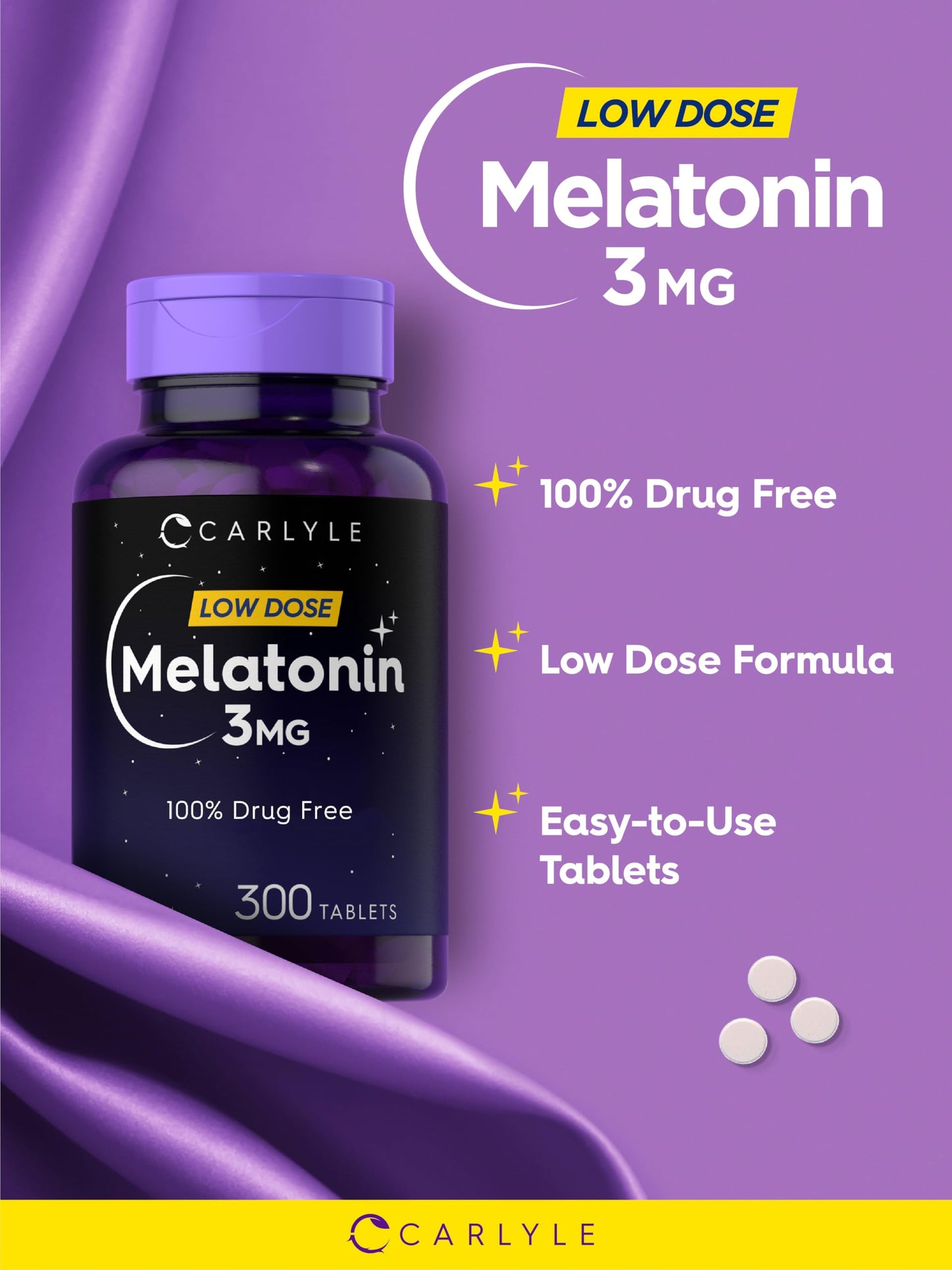 Carlyle Melatonin 3mg Tablets, 300 Count