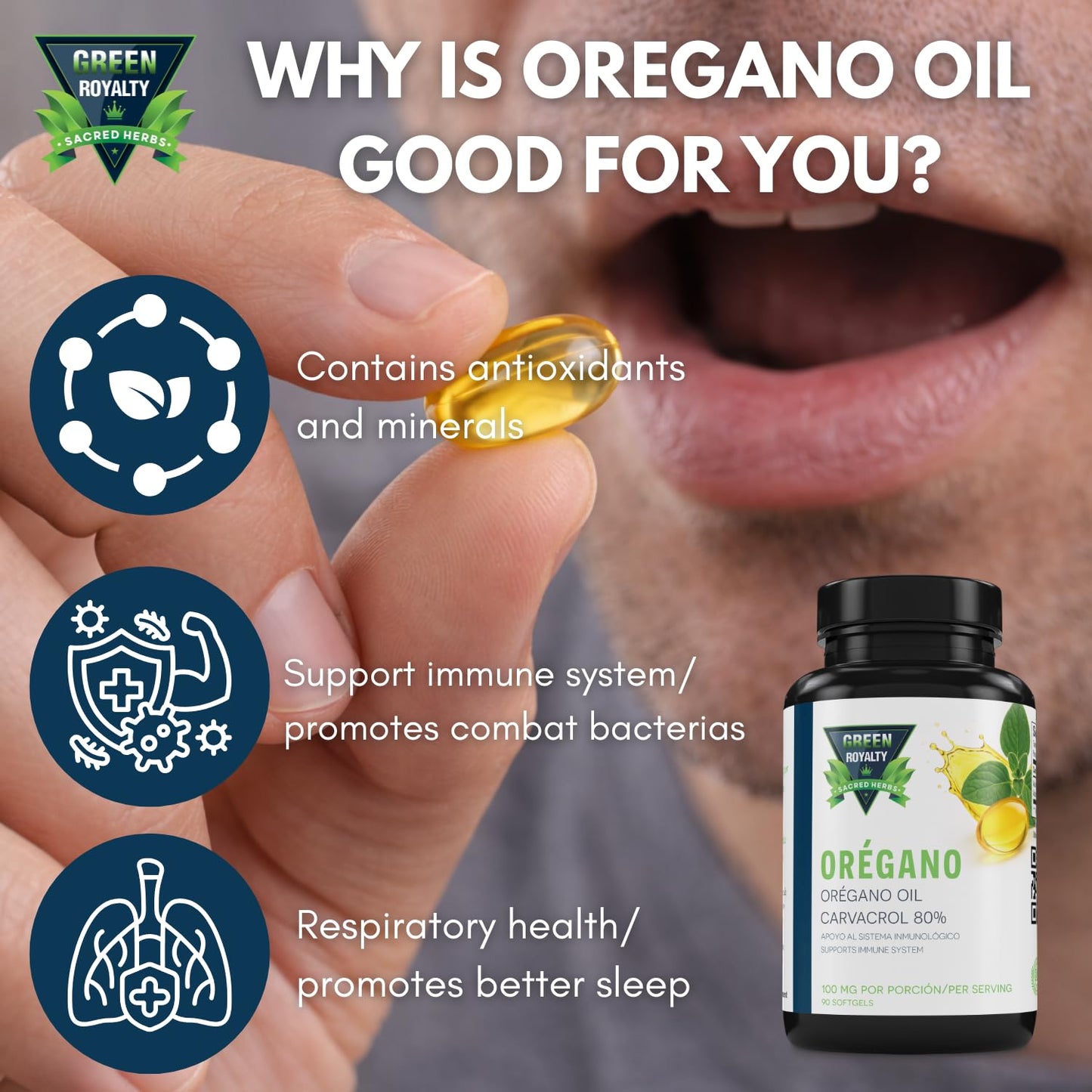 GREEN ROYALTY Oregano Oil Softgels 90