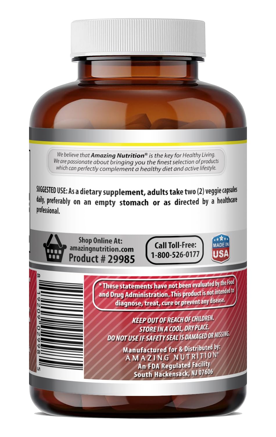 Amazing Nutrition Acetyl L-Carnitine 1200 Mg Supplement Capsule 120 Count