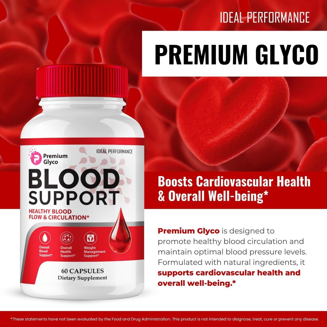 IDEAL PERFORMANCE Premium Glyco Advanced Blood Formula, 300 Capsules