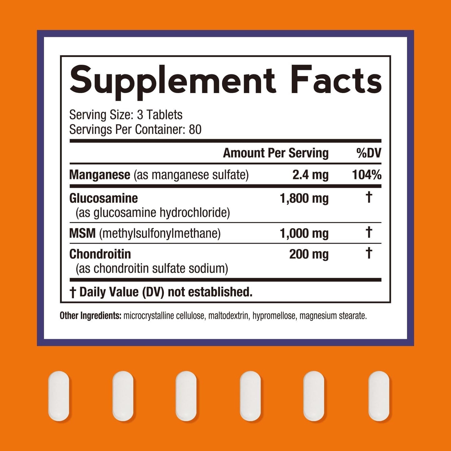 Doctor's Recipes Glucosamine Chondroitin MSM and Manganese Supplement, Tablet, 240 Tablets