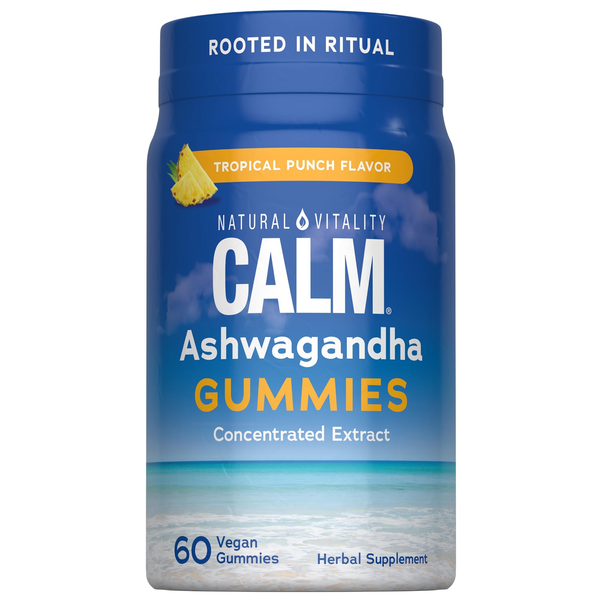 Natural Vitality Calm Ashwagandha Gummies Tropical Punch Flavor 60 Count