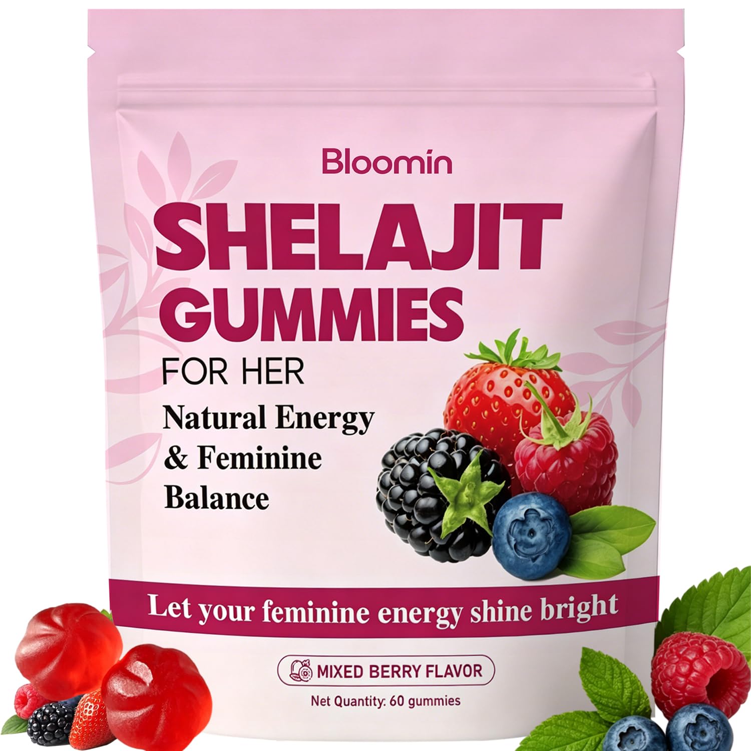 Bloomin Gummies Shilajit Gummies for Women, Gummy, 60 Count