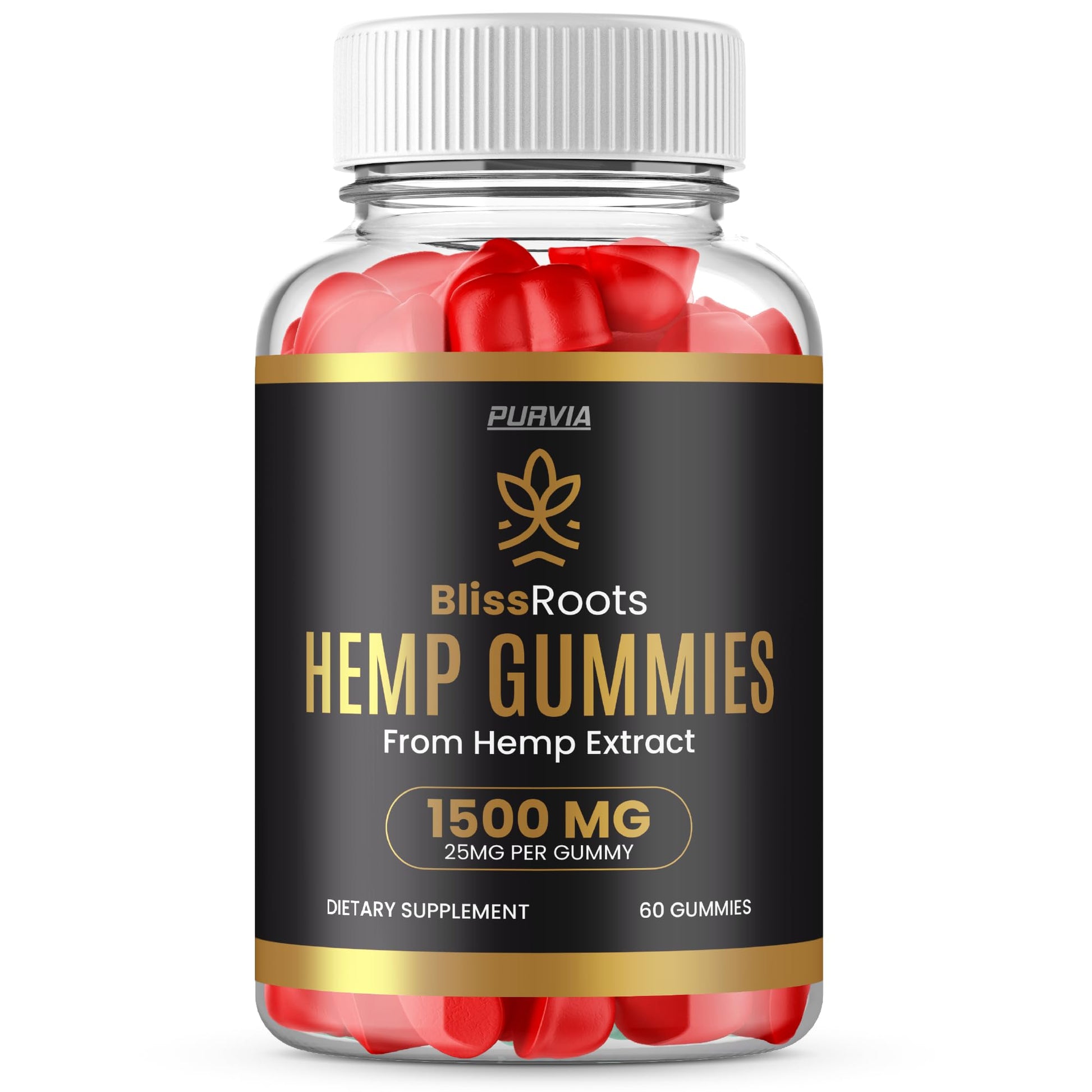 Purvia Bliss Roots Hemp Gummies, Gummy, 60 Count