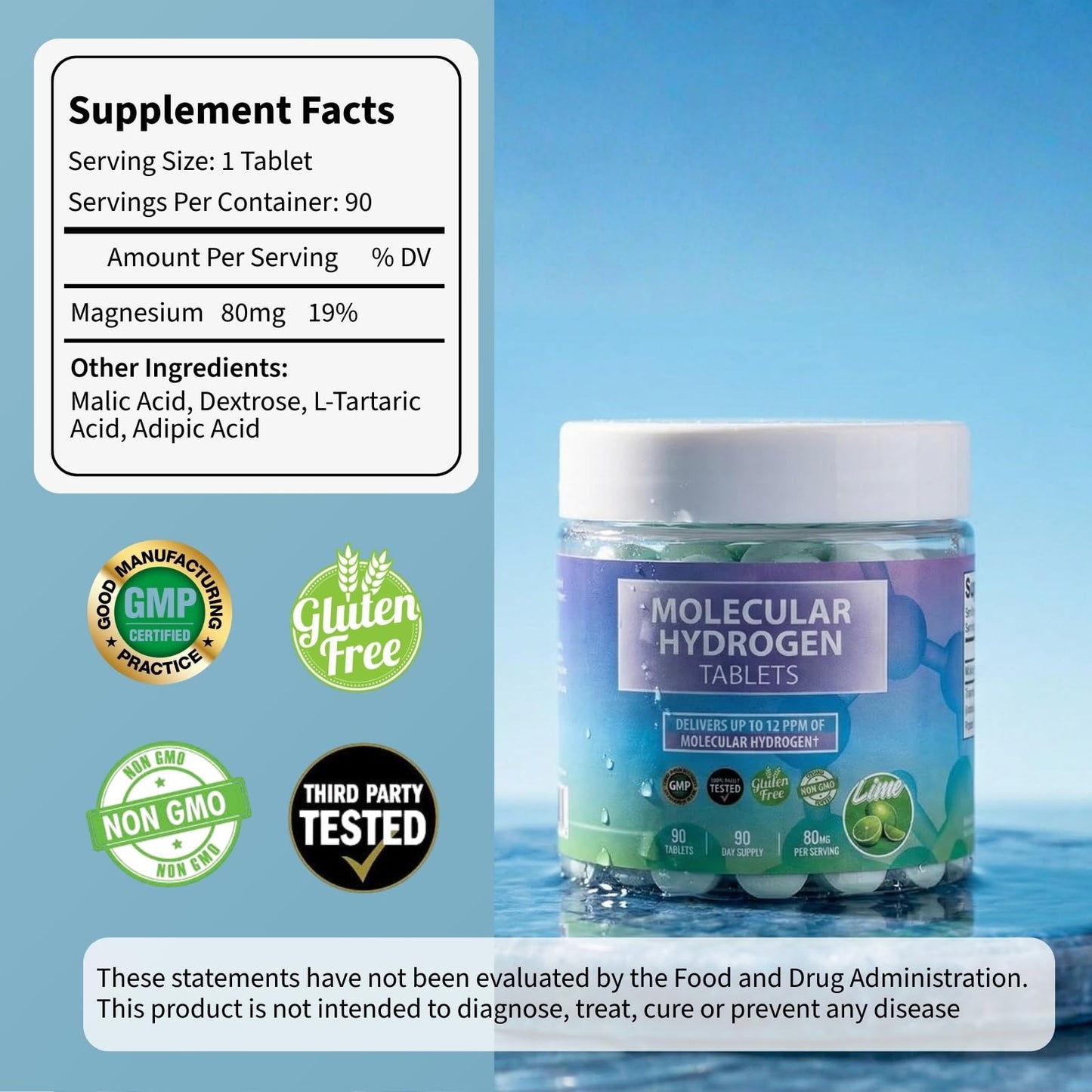 BODY C.E.O. EXECUTIVE OF SUPPLEMENTS Hydrogen Water Tablets with Magnesium, 90 Tablets