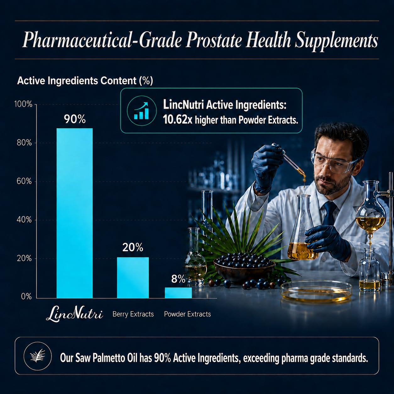 LincNutri Prostate Health Saw Palmetto with Pumpkin Seed Oil & Graminex Softgels, 60 Count