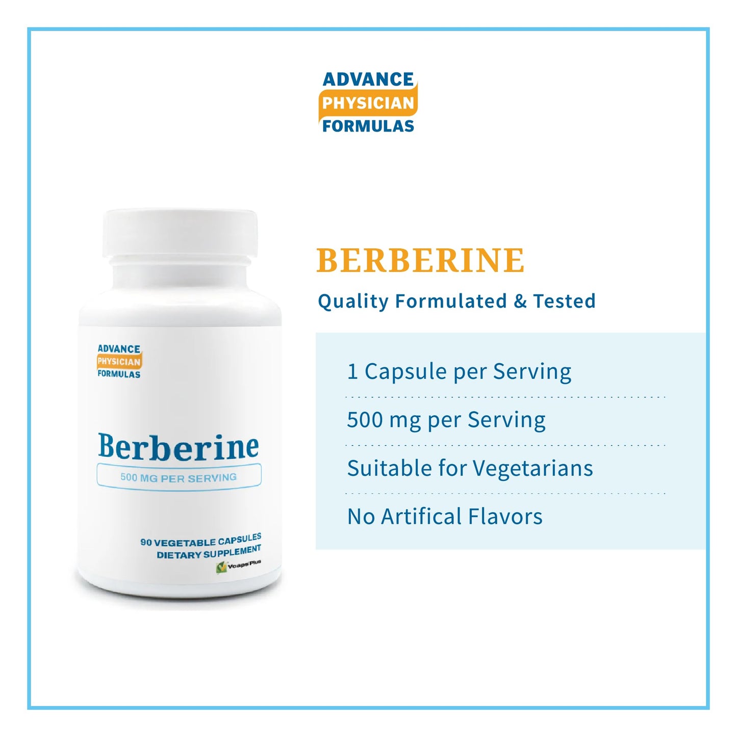Advance Physician Formulas Berberine 500 mg Capsule, 90 Vegetable Capsules