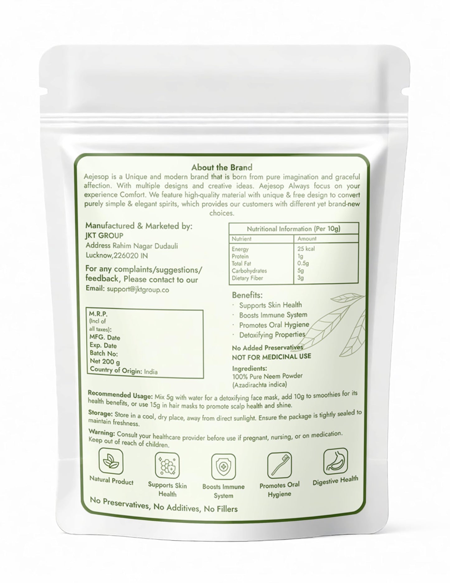 AEJESOP Neem Leaf Powder (Azadirachta Indica) 7 oz