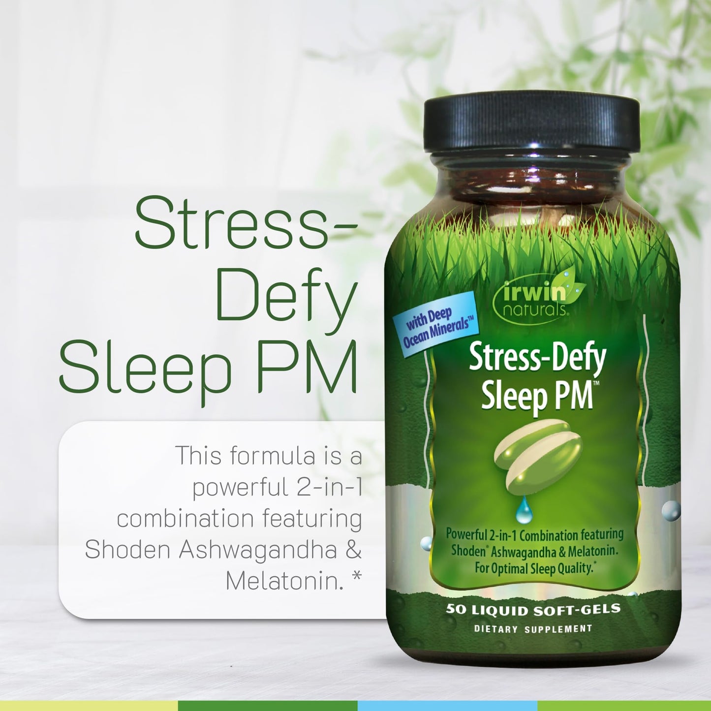 Irwin Naturals Stress-Defy Sleep PM Shoden Ashwagandha Softgels 50