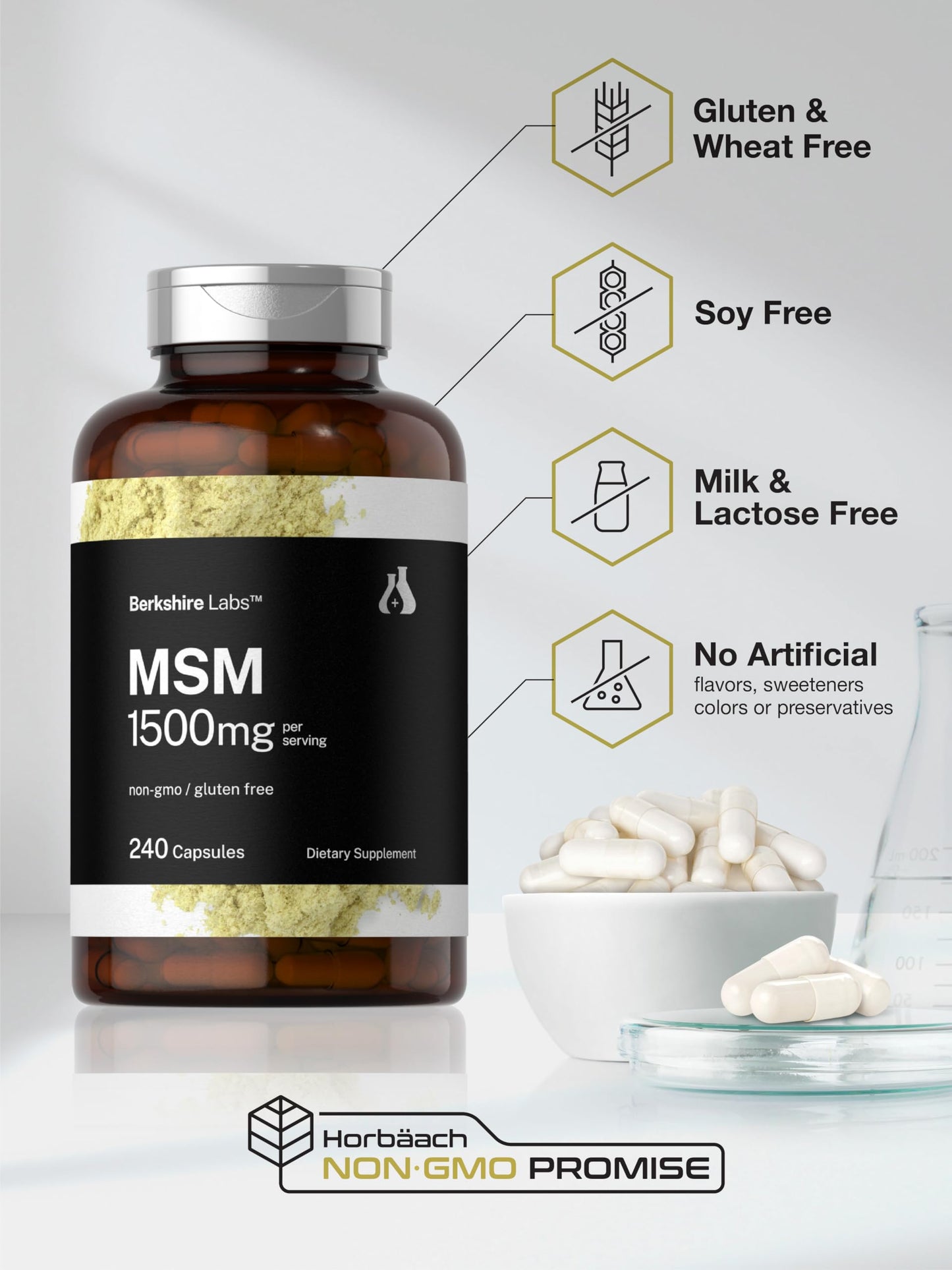 Horbäach MSM 1500mg Capsules, 240 Count