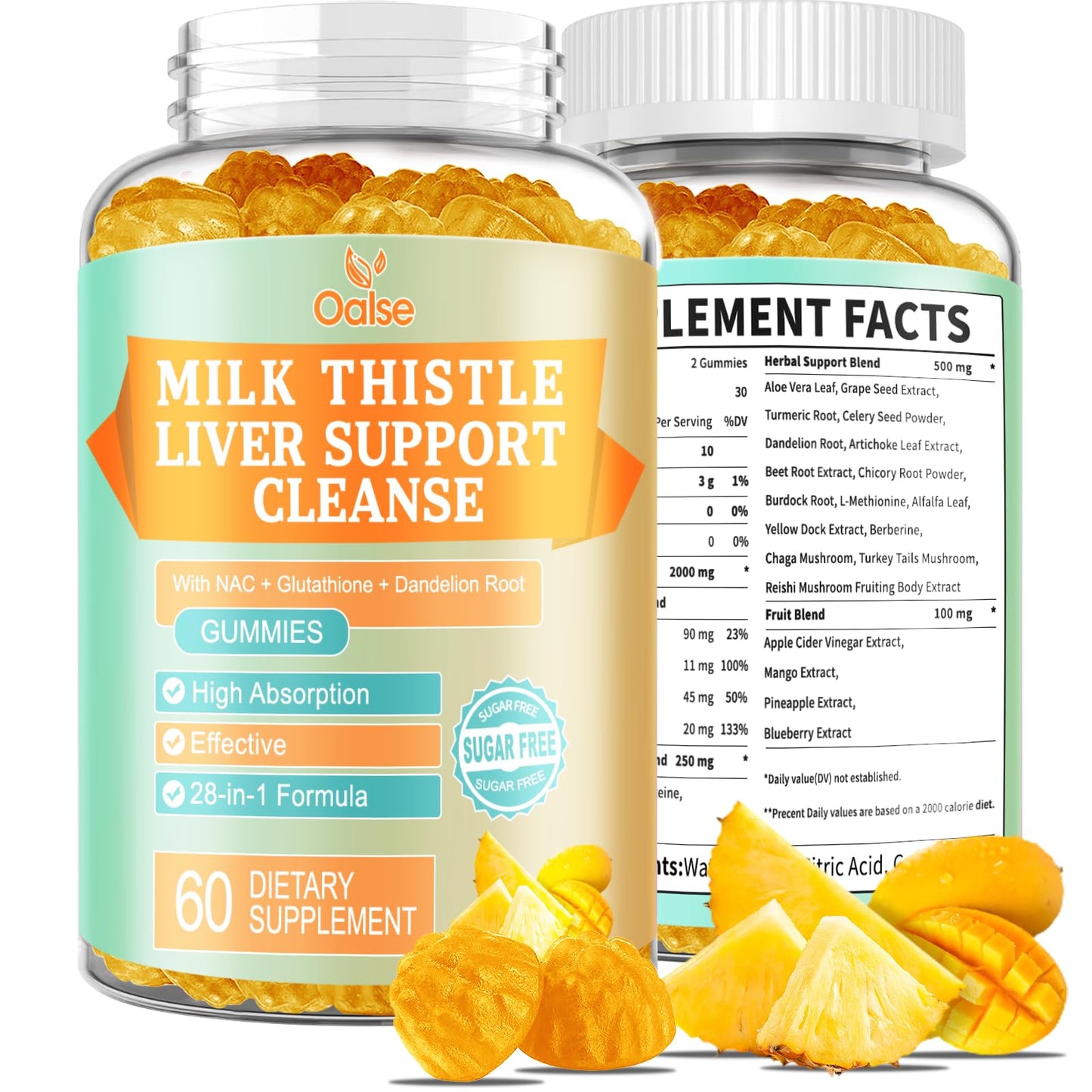 OALSE Liver Cleanse Detox & Repair 2000 mg Milk Thistle Gummies 60 Count
