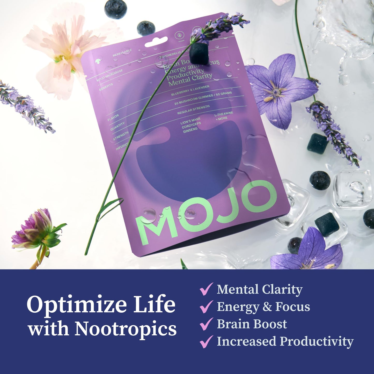 Mojo Focus Gummies with Lion’s Mane, Cordyceps, Ginseng & SAM-e, 2 Pack
