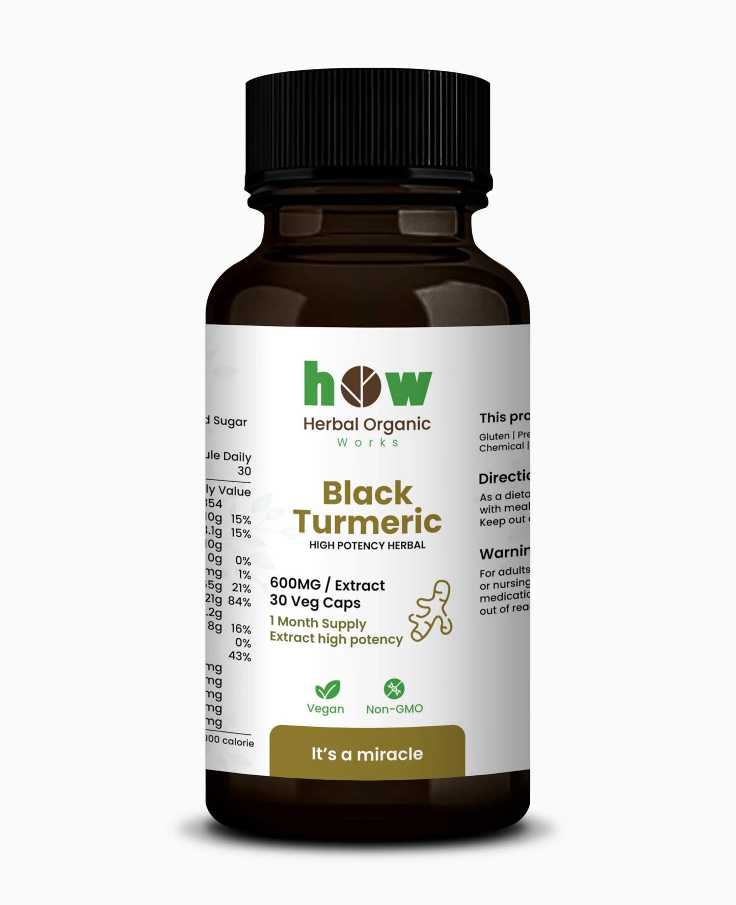 Herbal Organic Works Black Turmeric Capsules 1 Pack