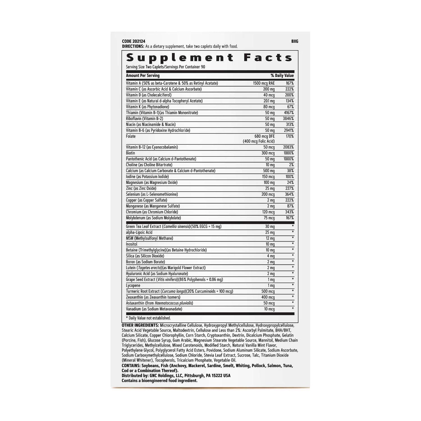GNC Women's Multivitamin Active Without Iron Caplets 180 Count