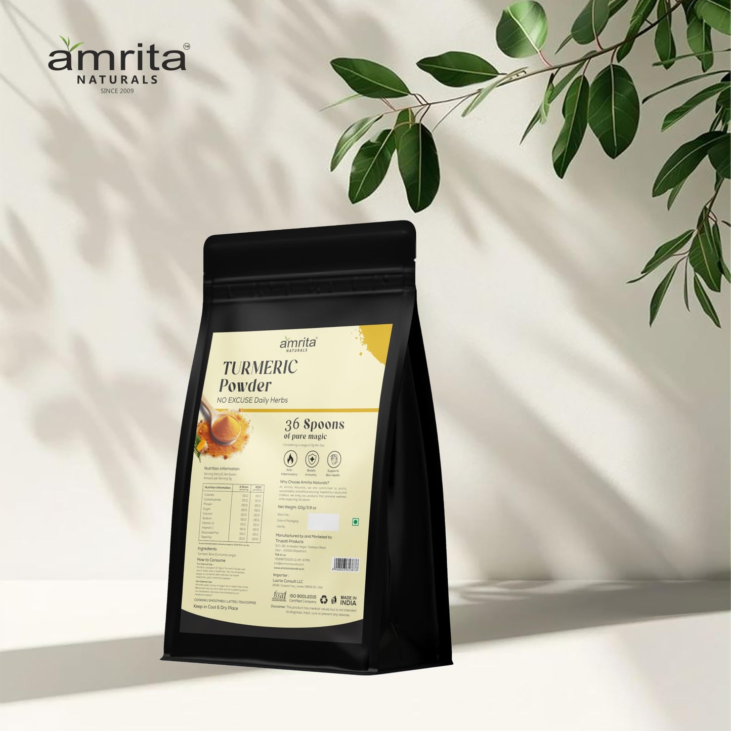 Amrita Naturals Turmeric Powder 3.88 Ounce Pack of 1
