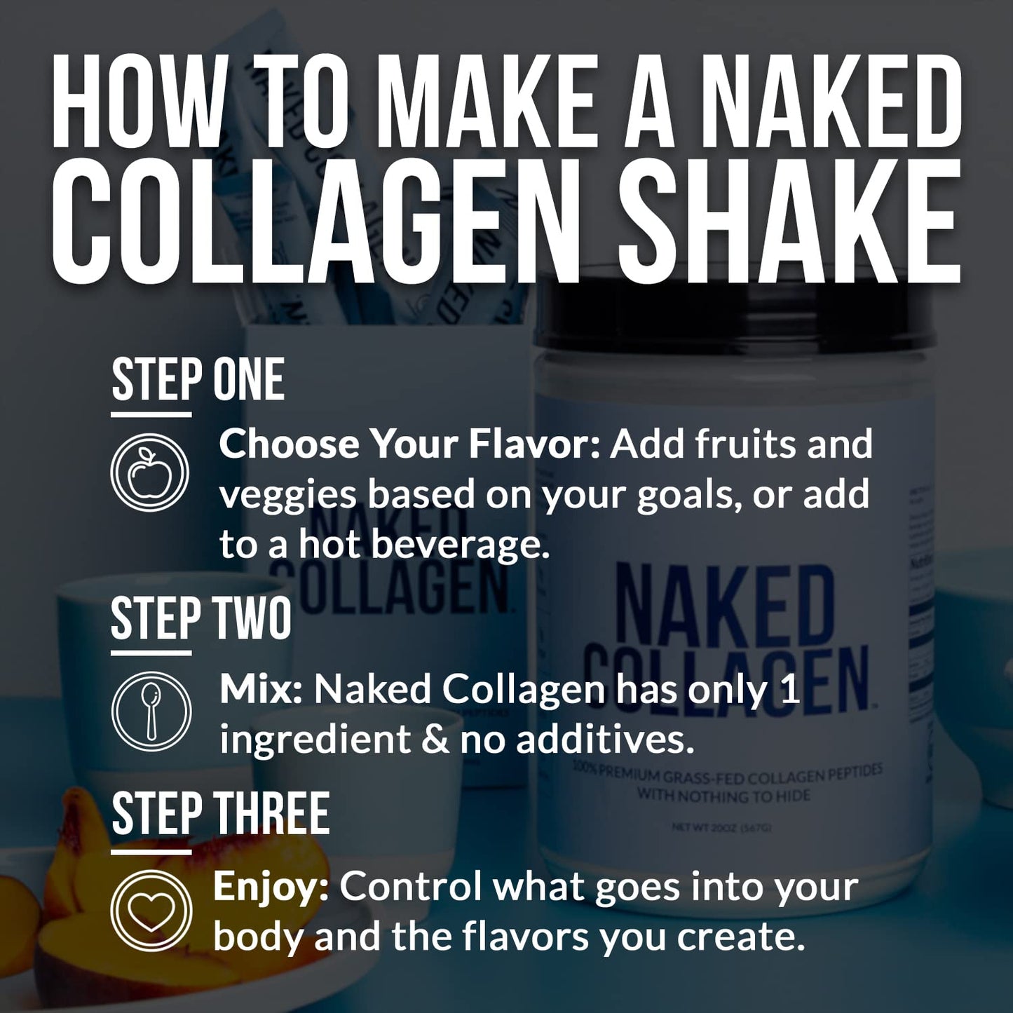 NAKED Vanilla Collagen Peptides Protein Powder, 20 Servings