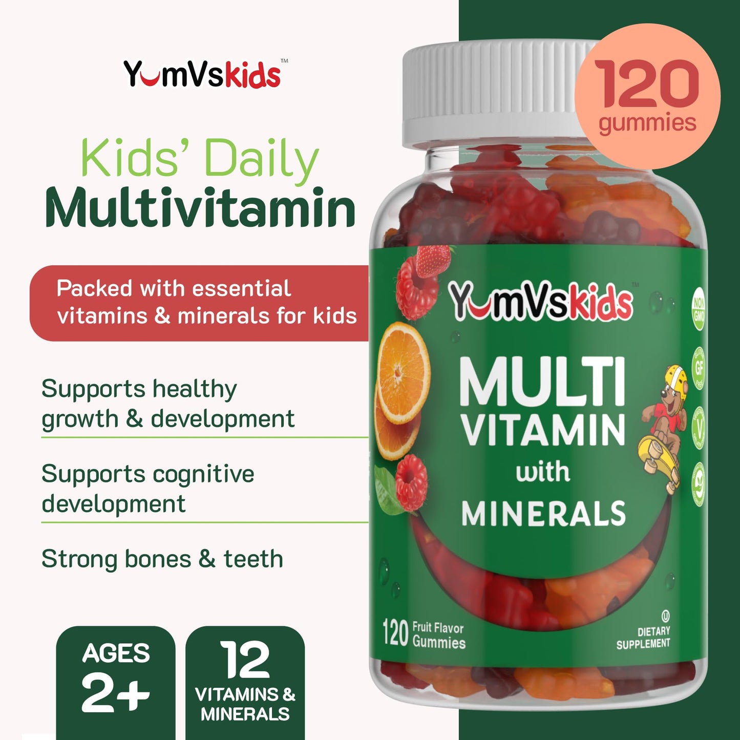 YUM-V'S Kids Multivitamin Gummies, 120 Count