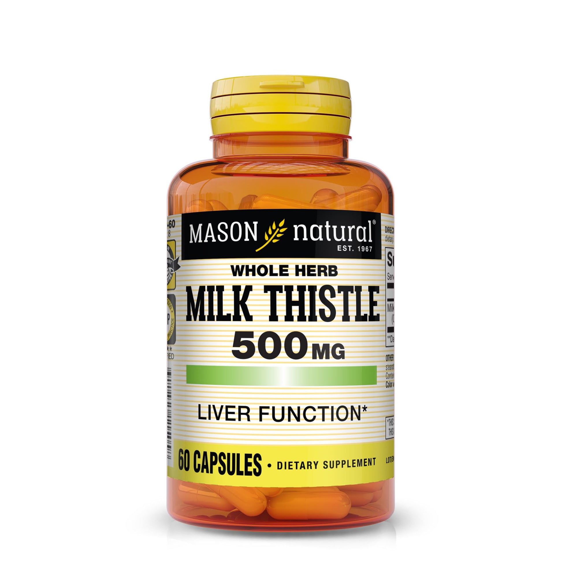 MASON NATURAL Milk Thistle 500 mg Capsules, 60 Count
