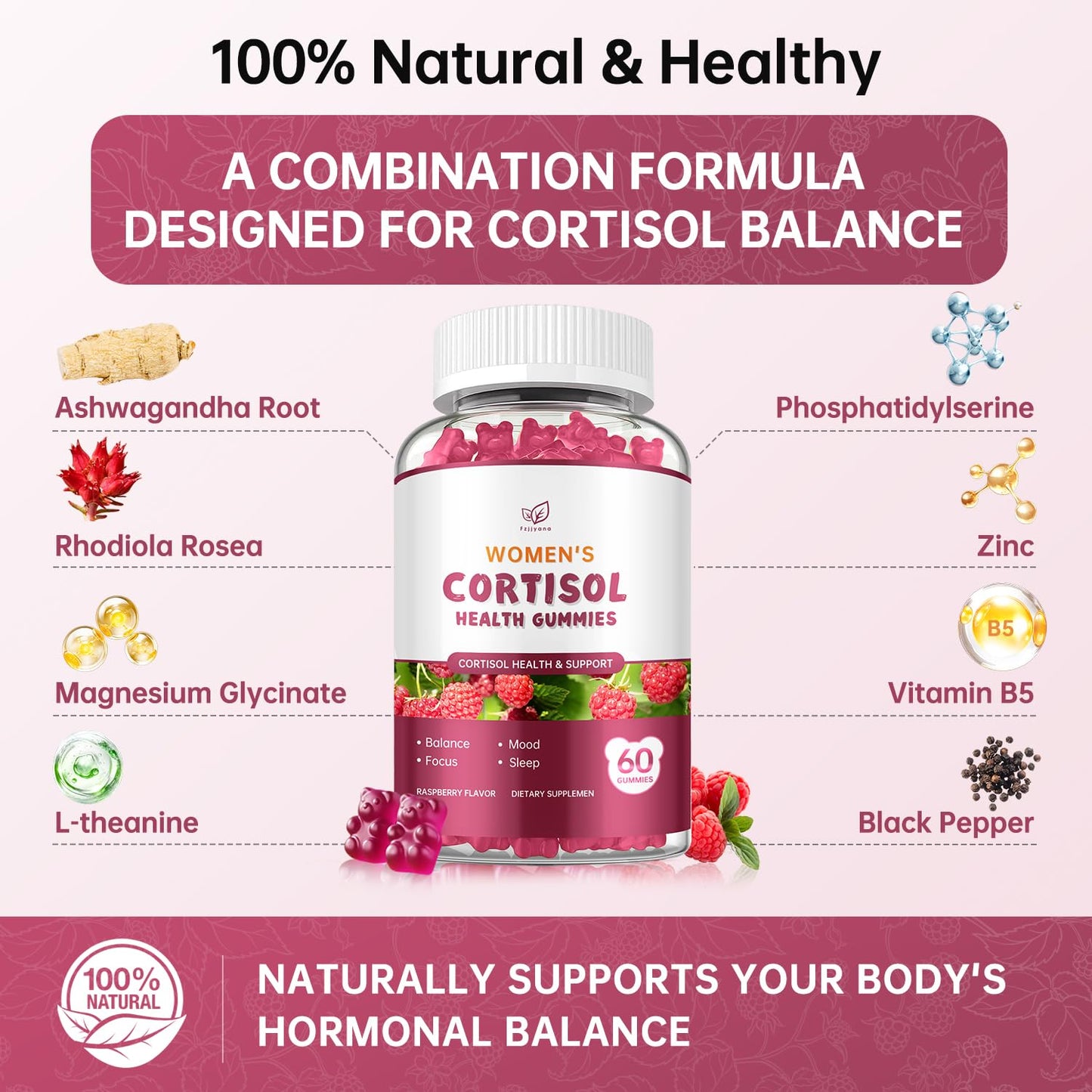 Fzjjyana Cortisol Manager Gummies 60 Count