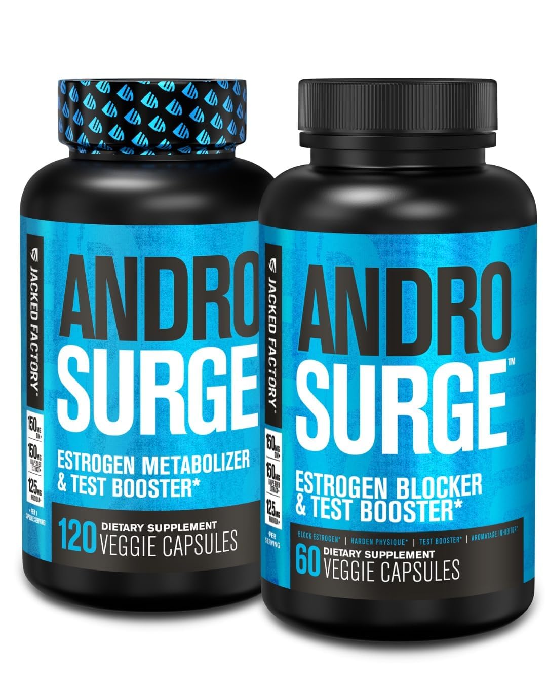 Jacked Factory Androsurge Estrogen Blocker for Men - Natural Testosterone Booster & Estrogen Metabolizer, 180 Capsules