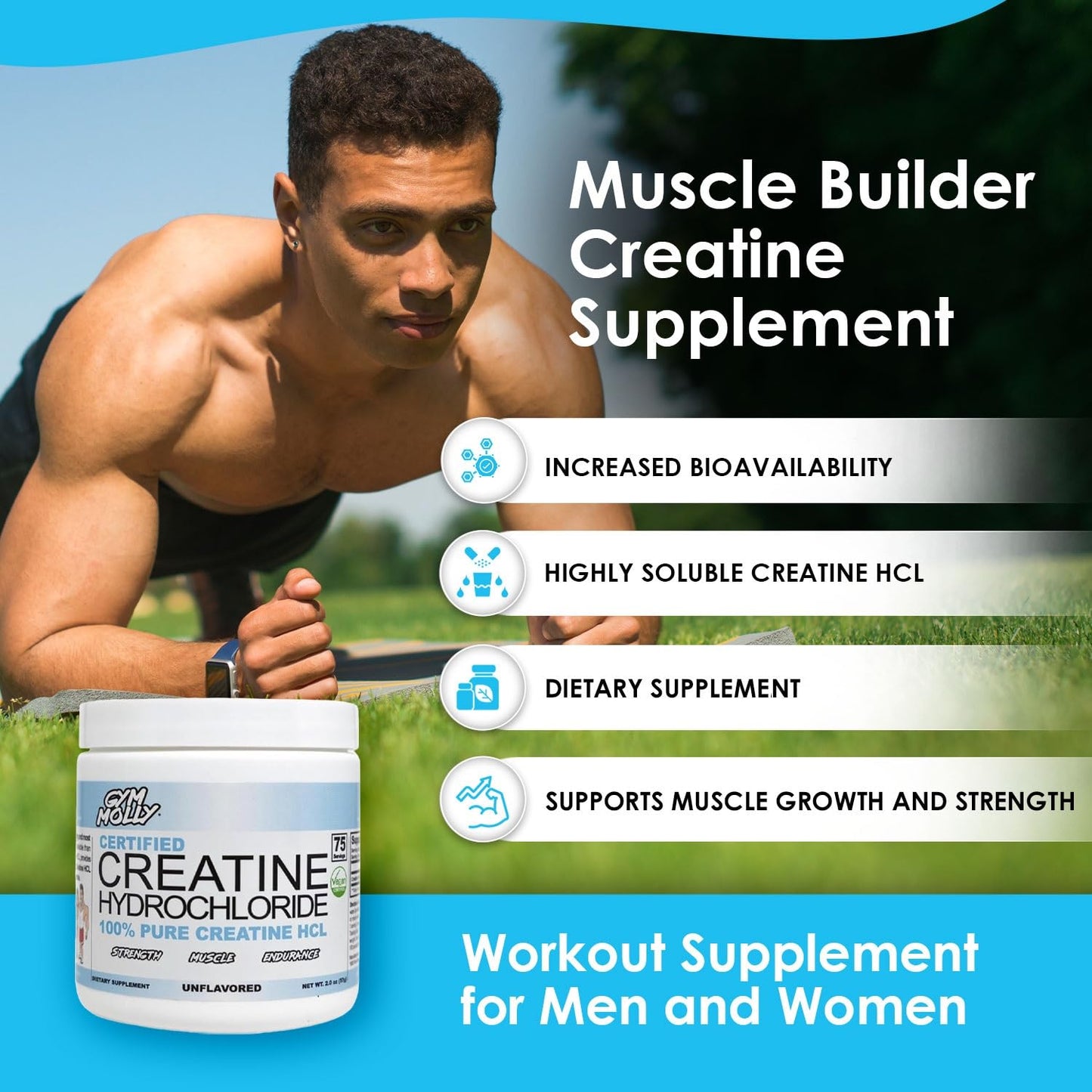 Gym Molly Creatine Hydrochloride Powder (HCL) 1.98 Ounce