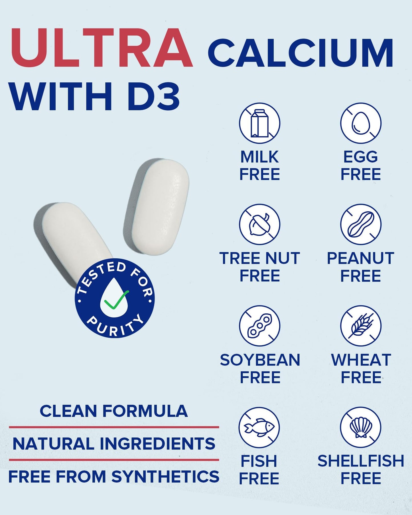 Terranics Calcium 1200 mg with Vitamin D3 High Absorption Calcium Supplement Tablets, 90 Count